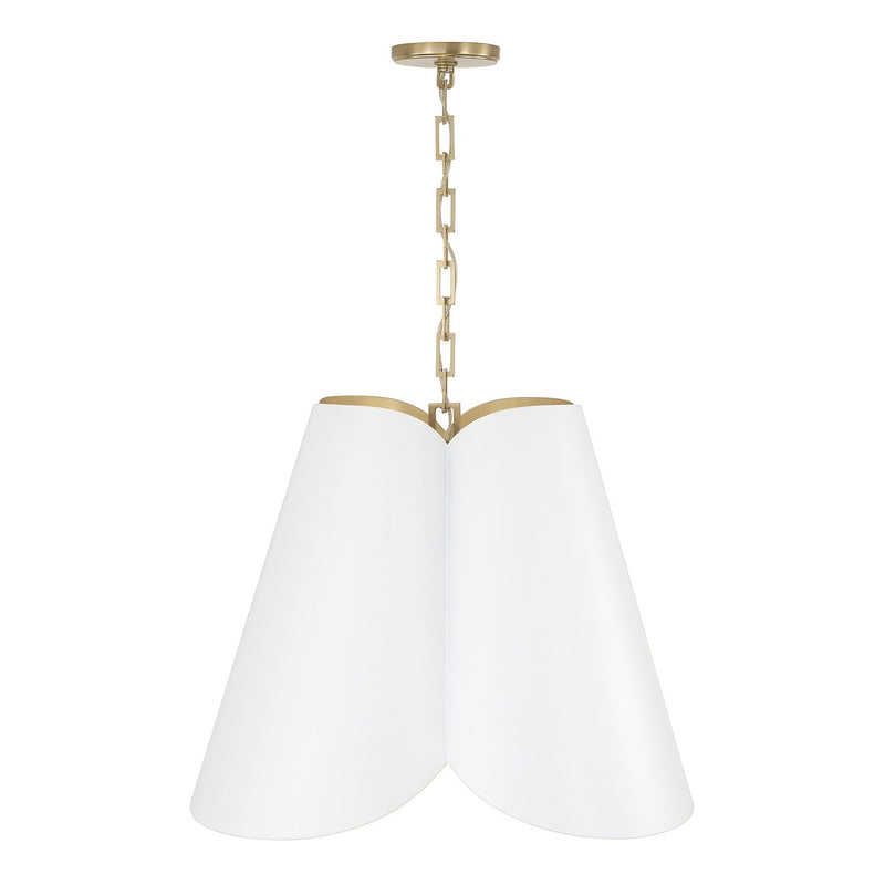 Capital Lighting 355441RE Four Light Pendant, Matte Brass and White (2)