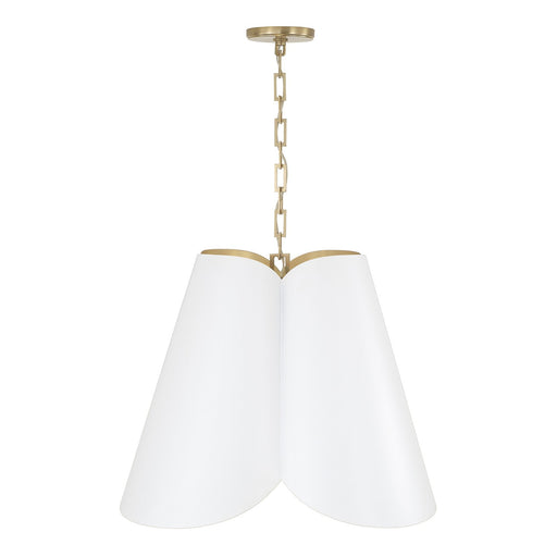 Capital Lighting 355441RE Four Light Pendant, Matte Brass and White (2)