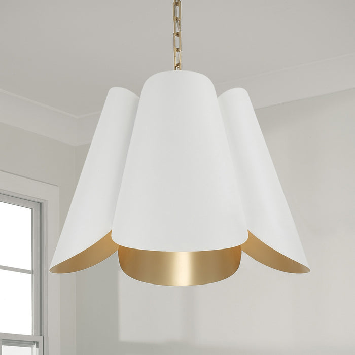 Capital Lighting 355441RE Four Light Pendant, Matte Brass and White (3)
