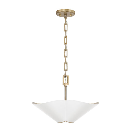 Capital Lighting 355442RE Four Light Pendant, Matte Brass and White (2)