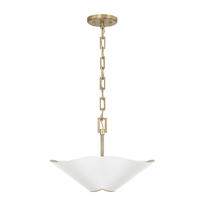 Capital Lighting 355442RE Four Light Pendant, Matte Brass and White (2)