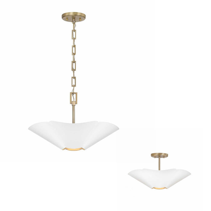 Capital Lighting 355442RE Four Light Pendant, Matte Brass and White (4)
