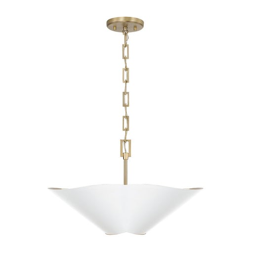 Capital Lighting 355443RE Four Light Pendant, Matte Brass and White (2)