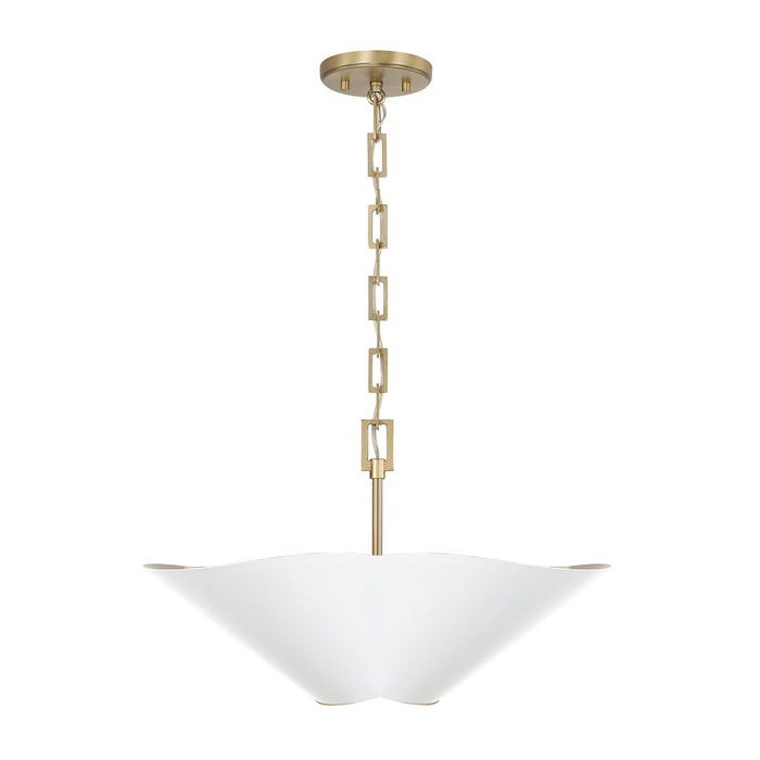 Capital Lighting 355443RE Four Light Pendant, Matte Brass and White (2)