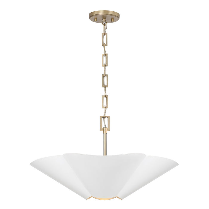 Capital Lighting 355443RE Four Light Pendant, Matte Brass and White (3)