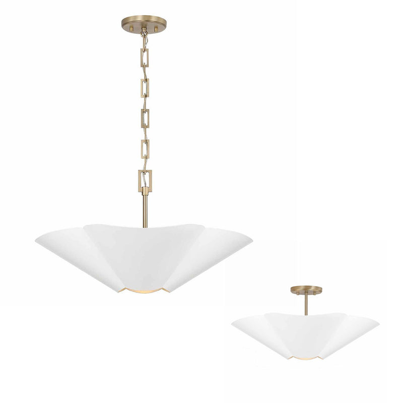 Capital Lighting 355443RE Four Light Pendant, Matte Brass and White (4)