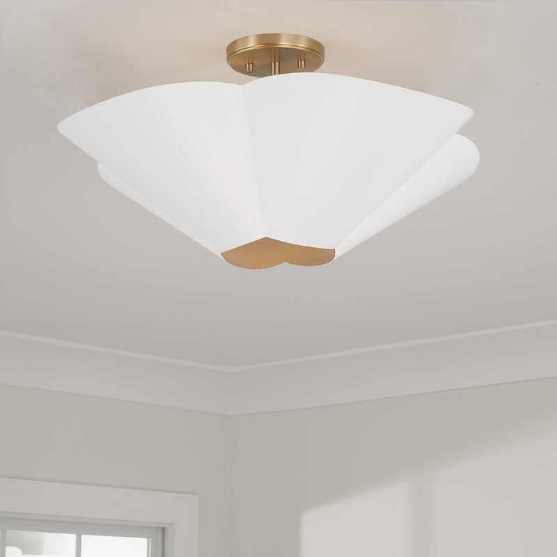 Capital Lighting 355443RE Four Light Pendant, Matte Brass and White (5)
