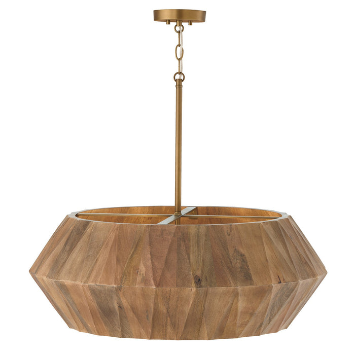 Capital Lighting 351061LW Six Light Pendant, Light Wood and Patinaed Brass (2)