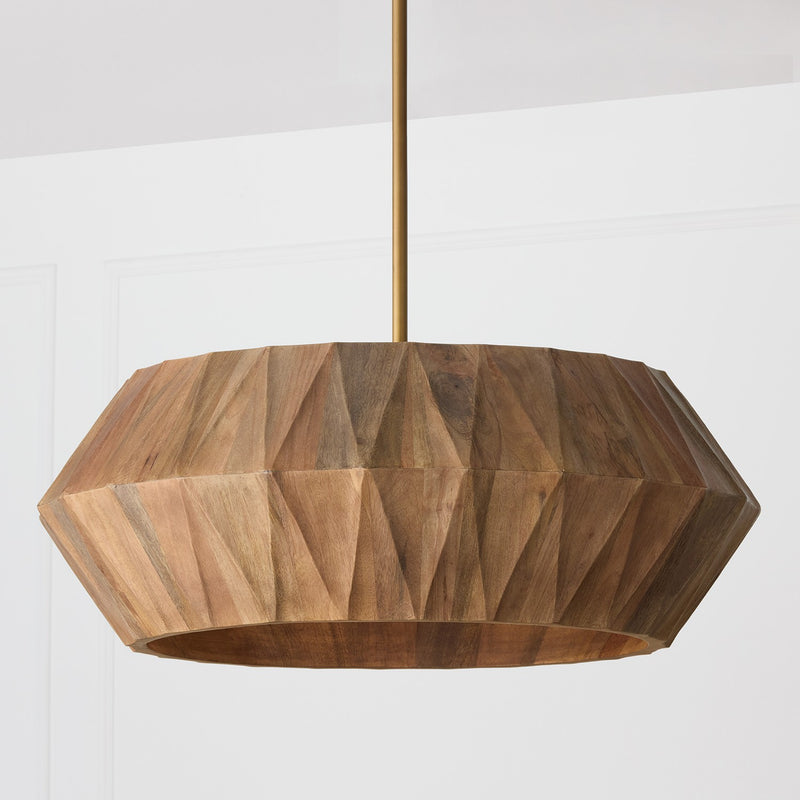 Capital Lighting 351061LW Six Light Pendant, Light Wood and Patinaed Brass (3)