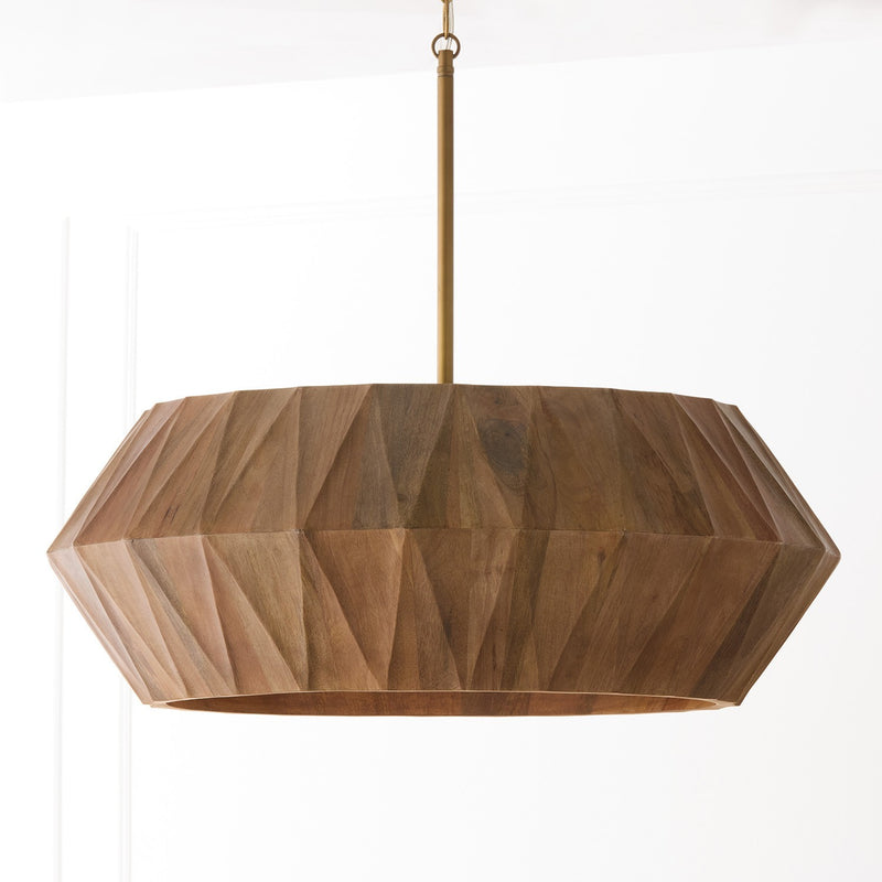 Capital Lighting 351061LW Six Light Pendant, Light Wood and Patinaed Brass (4)