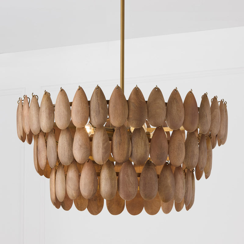 Capital Lighting 354441LW Four Light Pendant, Light Wood and Patinaed Brass (3)
