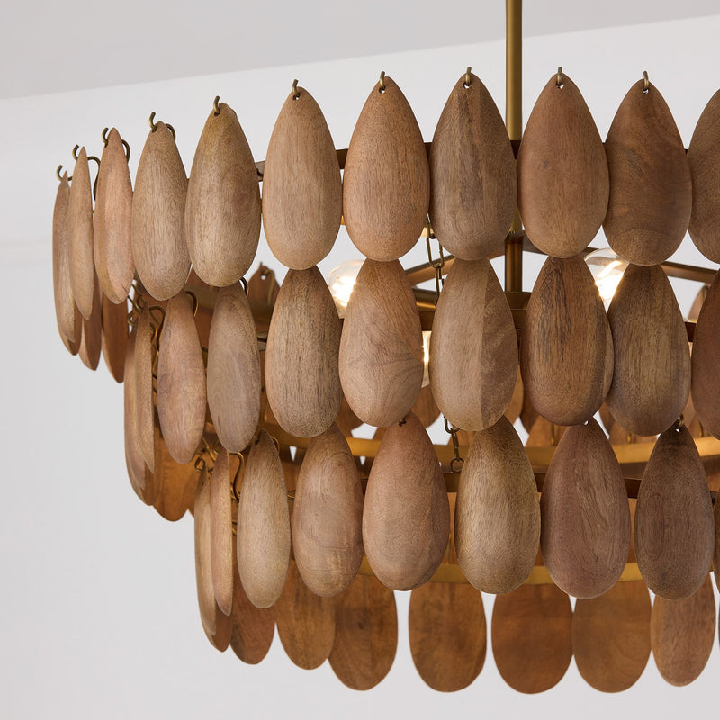 Capital Lighting 354441LW Four Light Pendant, Light Wood and Patinaed Brass (4)
