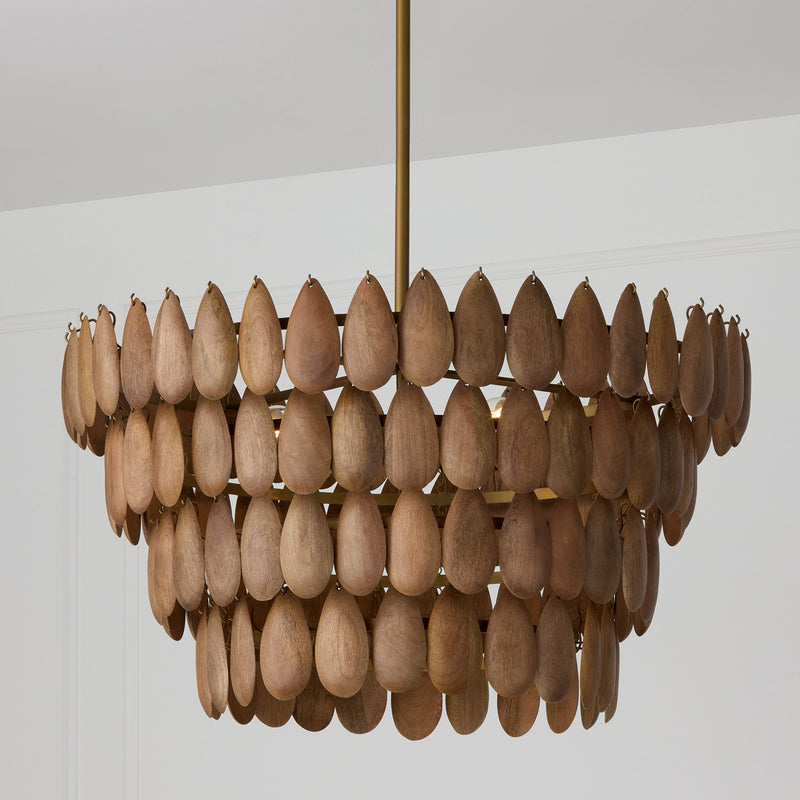 Capital Lighting 354442LW Four Light Pendant, Light Wood and Patinaed Brass (3)