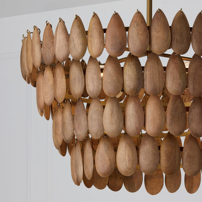 Capital Lighting 354442LW Four Light Pendant, Light Wood and Patinaed Brass (4)