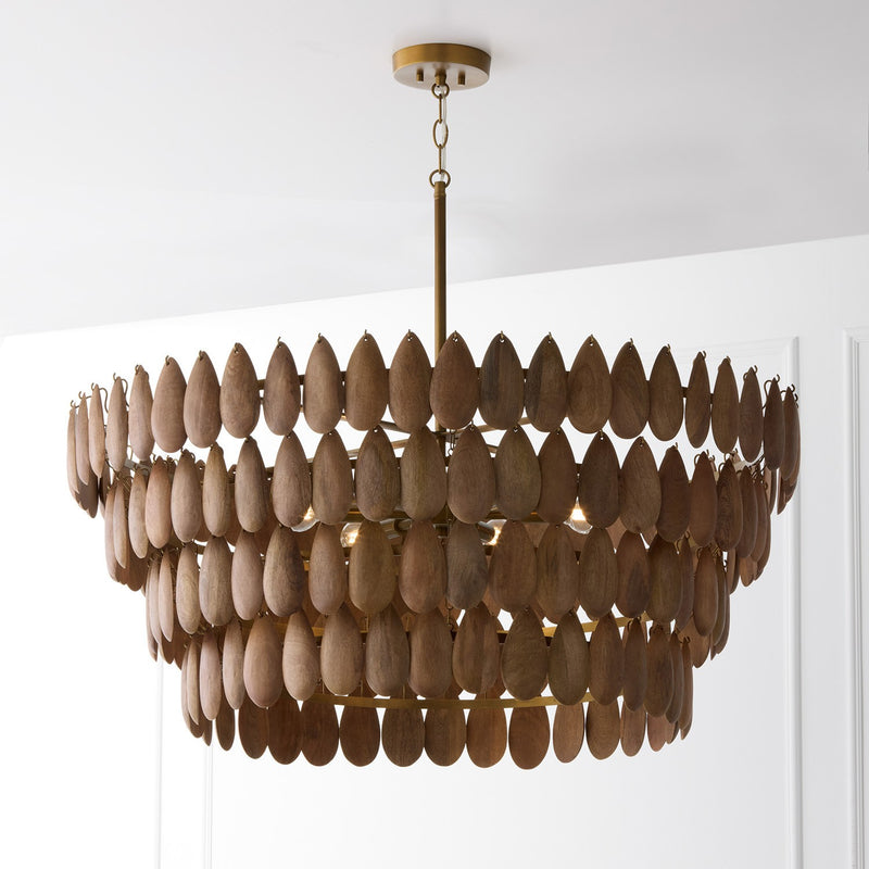 Capital Lighting 354461LW Six Light Pendant, Light Wood and Patinaed Brass (3)