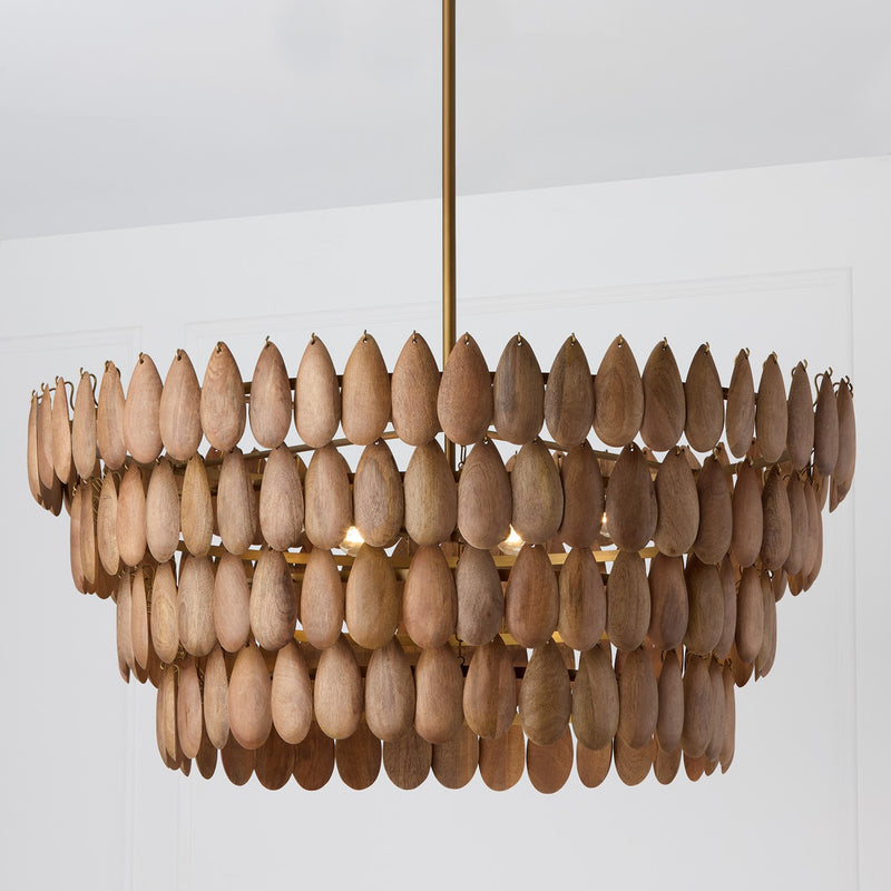 Capital Lighting 354461LW Six Light Pendant, Light Wood and Patinaed Brass (4)