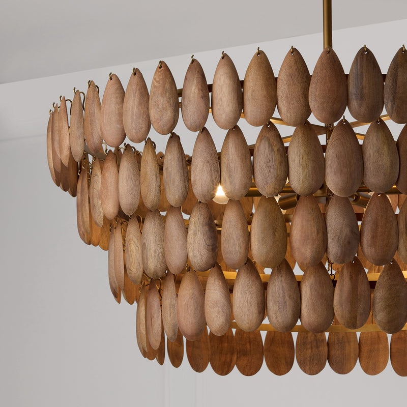 Capital Lighting 354461LW Six Light Pendant, Light Wood and Patinaed Brass (5)
