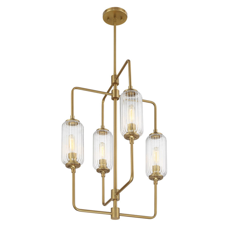 Savoy House 1-3023-4-322 Four Light Chandelier, Warm Brass (3)
