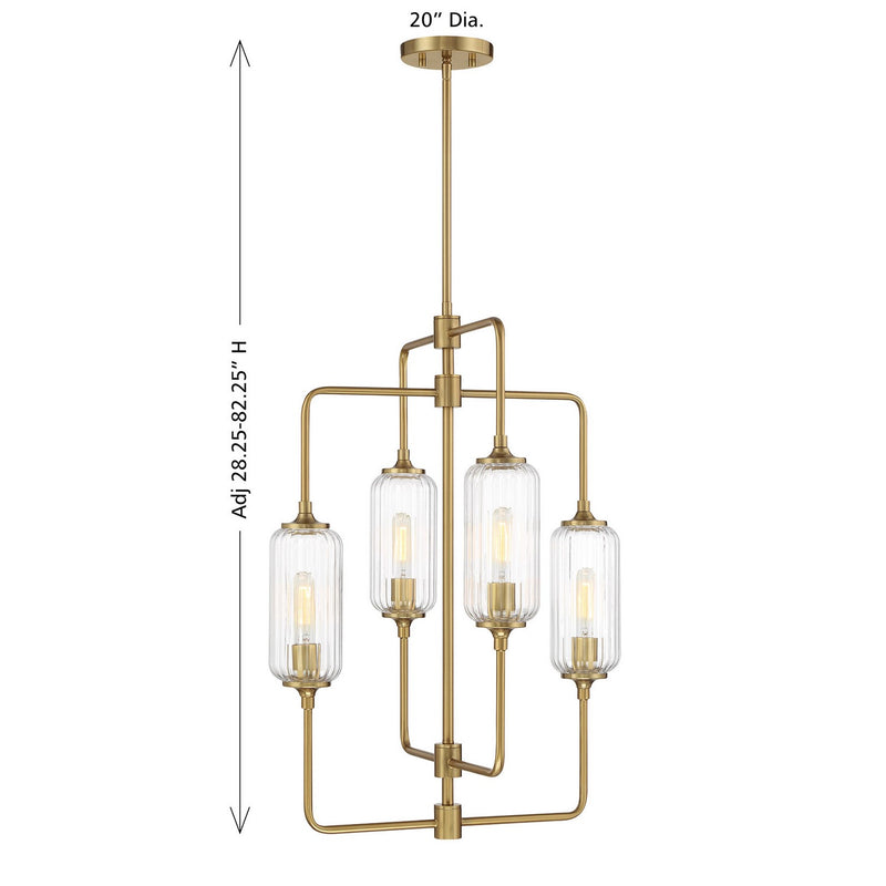 Savoy House 1-3023-4-322 Four Light Chandelier, Warm Brass (5)