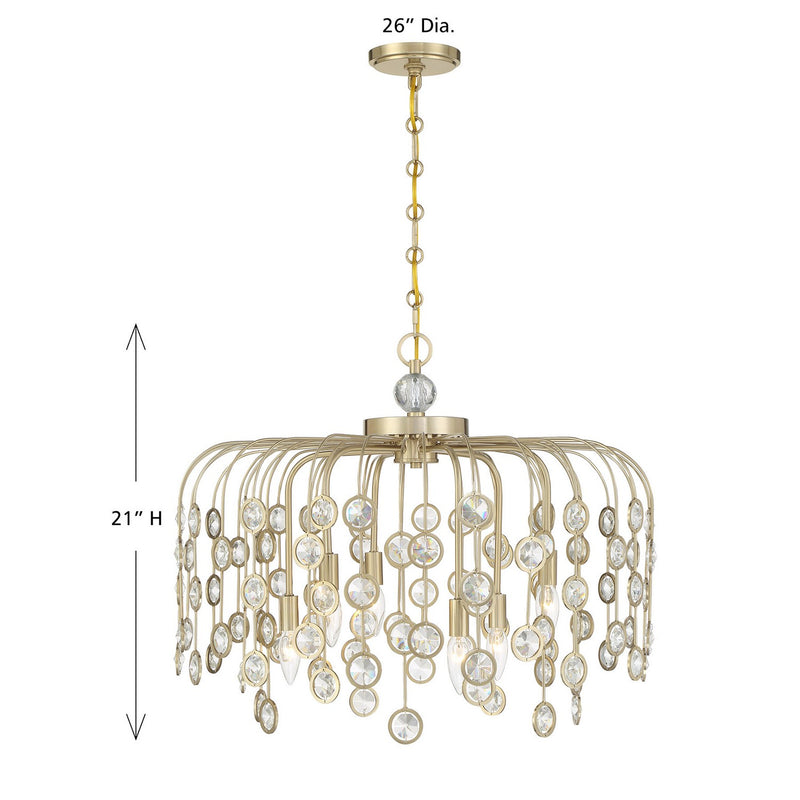 Savoy House 1-3598-6-127 Six Light Chandelier, Noble Brass (6)