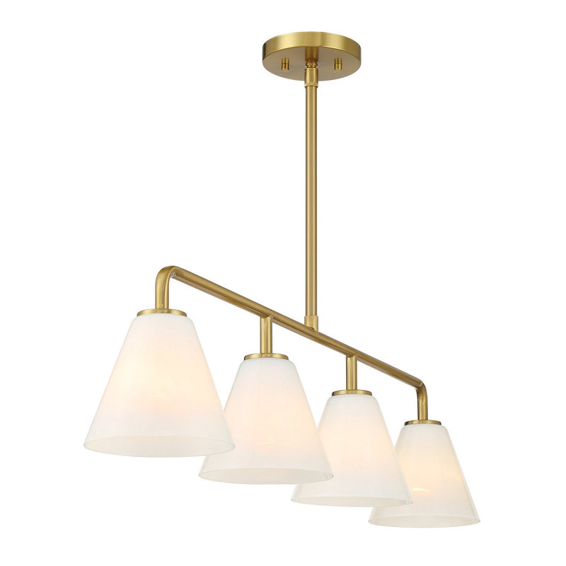 Savoy House 1-4014-4-322 Four Light Linear Chandelier, Warm Brass (5)
