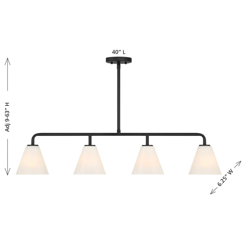 Savoy House 1-4014-4-89 Four Light Linear Chandelier, Matte Black (6)