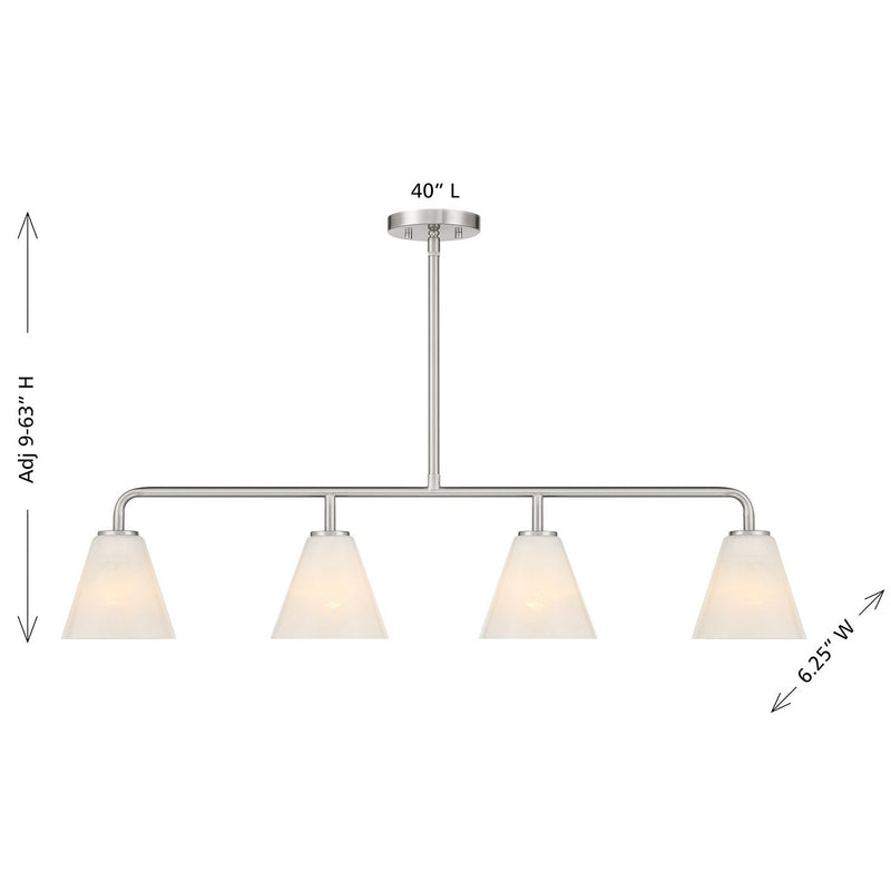 Savoy House 1-4014-4-SN Four Light Linear Chandelier, Satin Nickel (6)