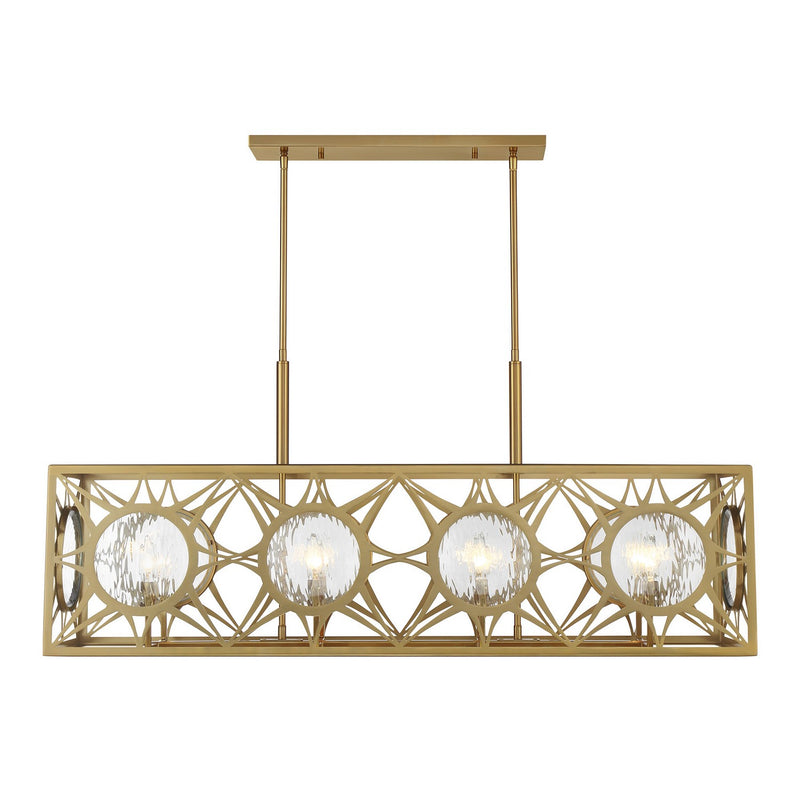 Savoy House 1-5066-8-322 Eight Light Linear Chandelier, Warm Brass (3)