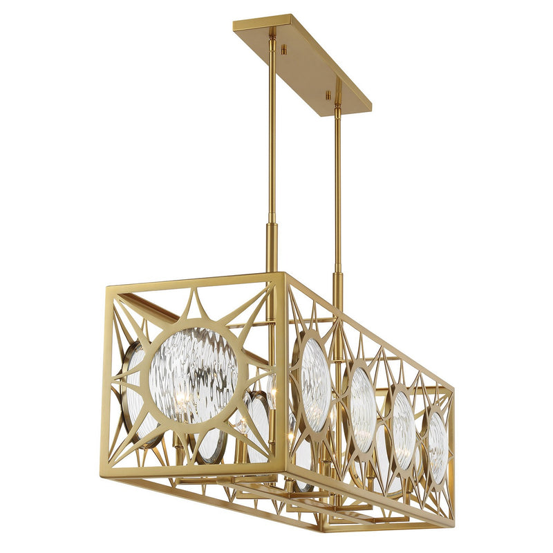 Savoy House 1-5066-8-322 Eight Light Linear Chandelier, Warm Brass (5)