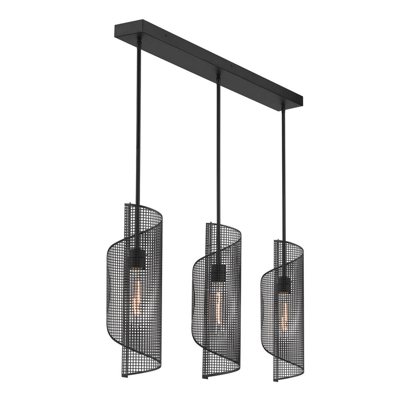 Savoy House 1-8031-3-89 Three Light Linear Chandelier, Matte Black (4)