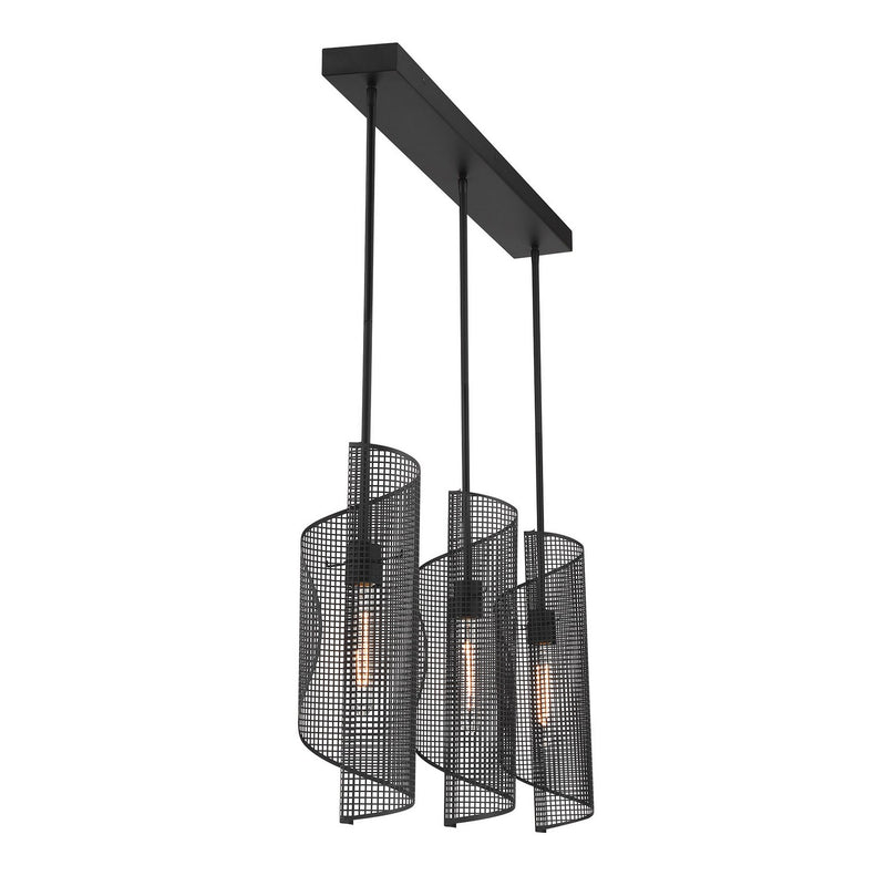 Savoy House 1-8031-3-89 Three Light Linear Chandelier, Matte Black (5)