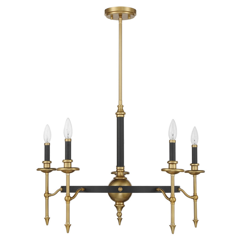 Savoy House 1-9511-5-143 Five Light Chandelier, Matte Black/Warm Brass (2)