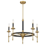Savoy House 1-9511-5-143 Five Light Chandelier, Matte Black/Warm Brass (3)