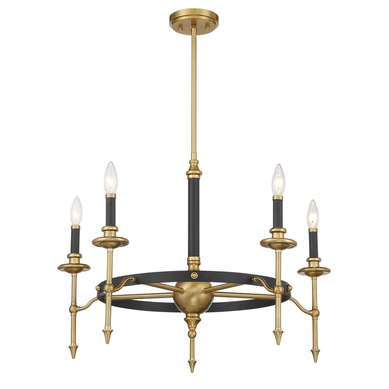 Savoy House 1-9511-5-143 Five Light Chandelier, Matte Black/Warm Brass (3)