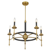 Savoy House 1-9511-5-143 Five Light Chandelier, Matte Black/Warm Brass (4)