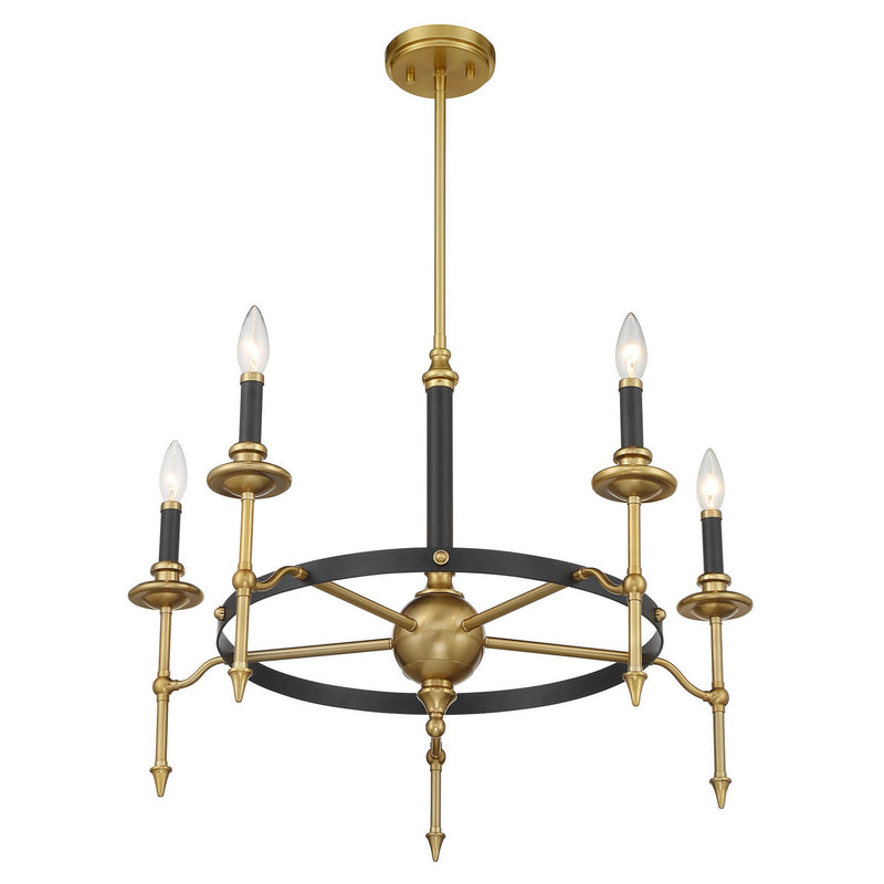 Savoy House 1-9511-5-143 Five Light Chandelier, Matte Black/Warm Brass (4)