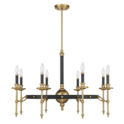 Savoy House 1-9512-8-143 Eight Light Chandelier, Matte Black/Warm Brass (2)
