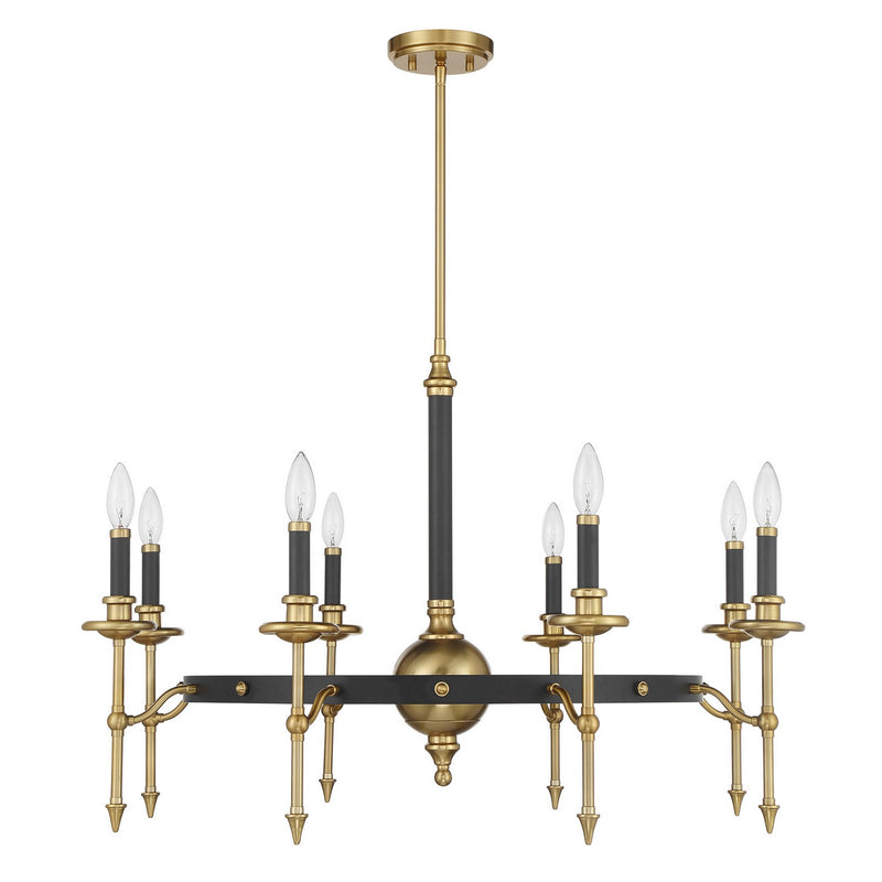 Savoy House 1-9512-8-143 Eight Light Chandelier, Matte Black/Warm Brass (2)