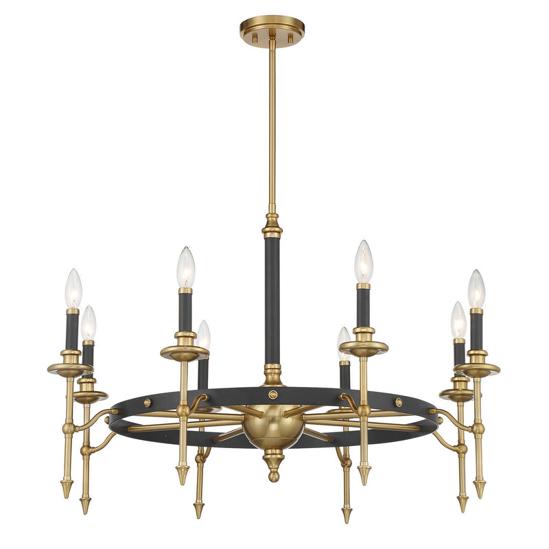 Savoy House 1-9512-8-143 Eight Light Chandelier, Matte Black/Warm Brass (3)