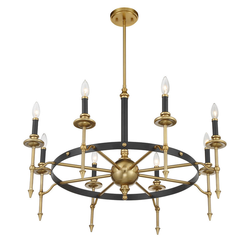 Savoy House 1-9512-8-143 Eight Light Chandelier, Matte Black/Warm Brass (4)
