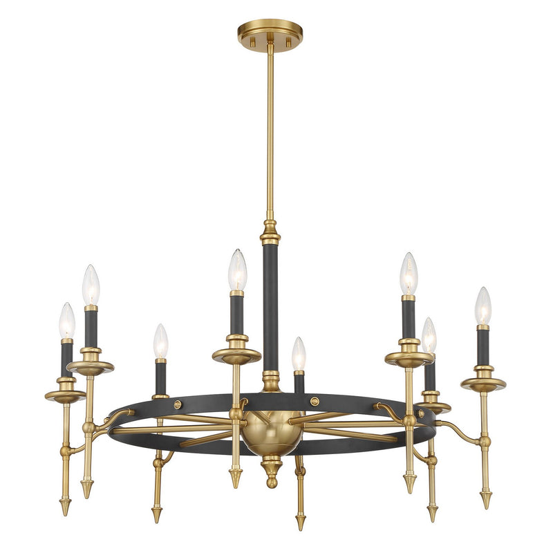 Savoy House 1-9512-8-143 Eight Light Chandelier, Matte Black/Warm Brass (5)