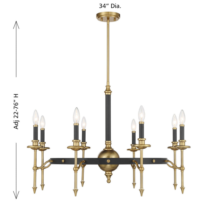 Savoy House 1-9512-8-143 Eight Light Chandelier, Matte Black/Warm Brass (6)