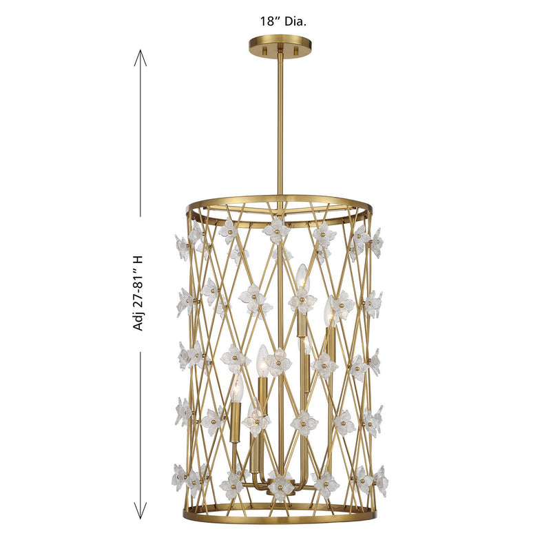 Savoy House 3-8412-6-322 Six Light Pendant, Warm Brass (6)