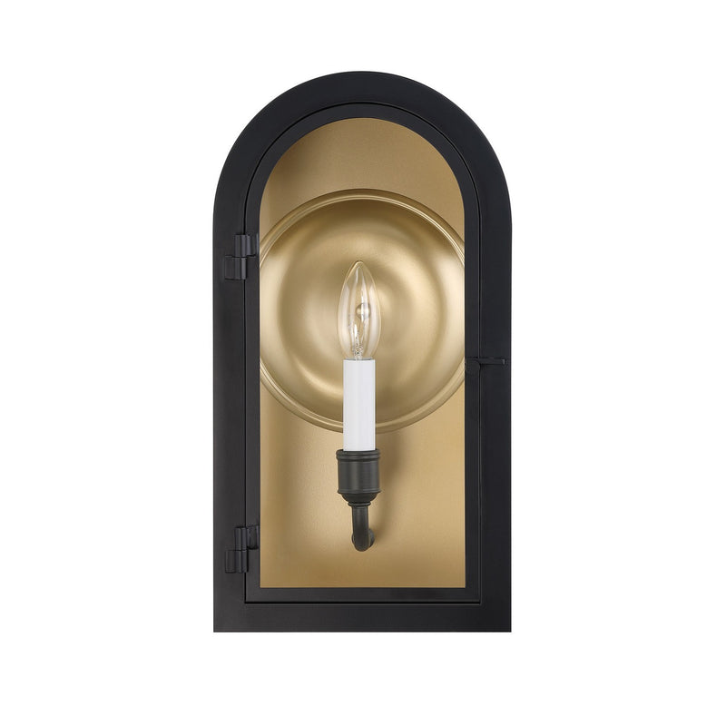 Savoy House 5-410-331 One Light Outdoor Wall Lantern, Matte Black w/Vintage Gold (2)
