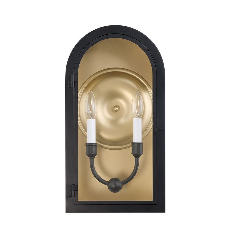 Savoy House 5-411-331 Two Light Outdoor Wall Lantern, Matte Black w/Vintage Gold (2)