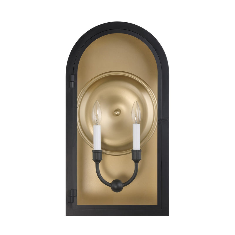 Savoy House 5-412-331 Two Light Outdoor Wall Lantern, Matte Black w/Vintage Gold (2)