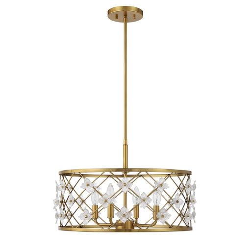 Savoy House 6-8410-4-322 Four Light Convertible Semi-Flush /Pendant, Warm Brass (2)