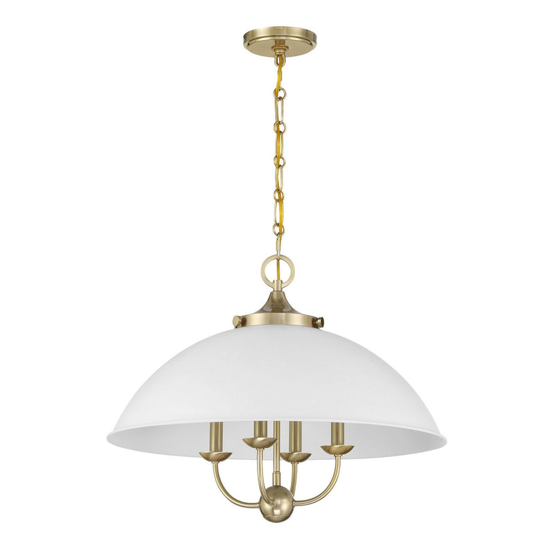 Savoy House 7-1725-4-142 Four Light Pendant, White/Warm Brass (2)