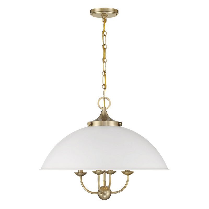 Savoy House 7-1725-4-142 Four Light Pendant, White/Warm Brass (3)