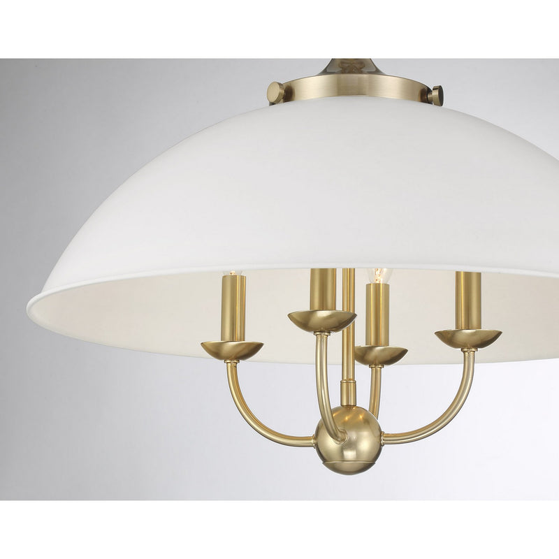 Savoy House 7-1725-4-142 Four Light Pendant, White/Warm Brass (5)